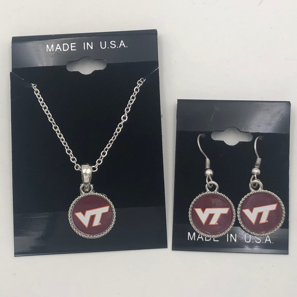 Virginia Tech Hokies Necklace Earrings Set